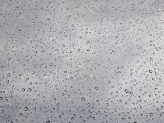 Close-up of water droplets forming on the window.