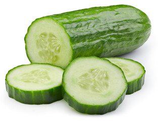 Fresh organic cucumber isolated clipping path