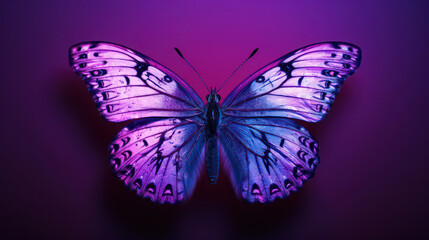 Purple butterfly isolated on purple background as wallpaper illustration