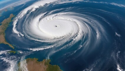Satellite vHurricane over the ocean, satellite image of cloud spiral iew of hurricane - obrazy, fototapety, plakaty