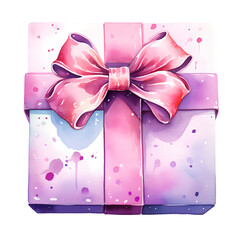 watercolor gift box isolated on transparent  background illustration