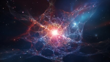 a glowing net in space