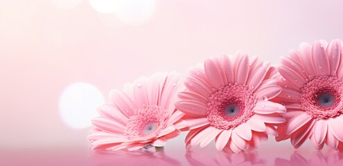 pink gerbera daisies on a pink background