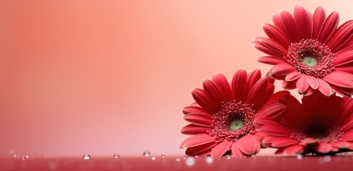 pink gerbera daisies on a pink background