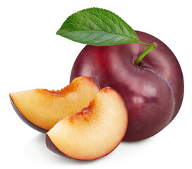 Plum isolated on white background.