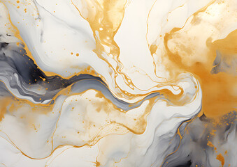 yellow and white marbling and pour painting