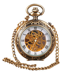 Fototapeta premium Antique pocket watch, golden retro pocket clock