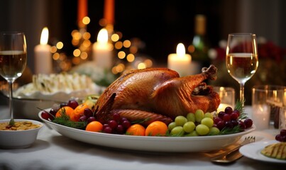thanksgiving dinner is being served on a white plate