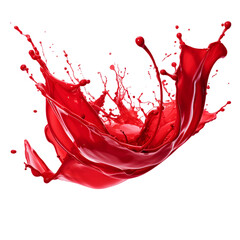 Red drops and splashes of ketchup or sauce isolated on transparent background - obrazy, fototapety, plakaty