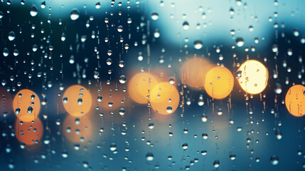 Raindrops on a azure pane