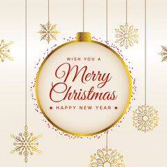 decorative merry christmas festival greeting with snowflakes vector