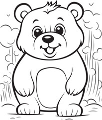 cute hand drawn bear coloring book illustration