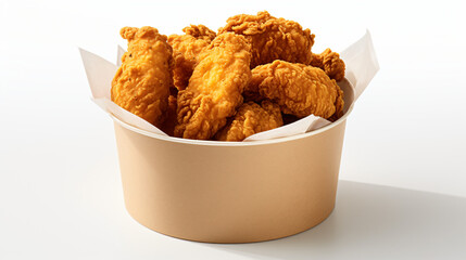 Golden-fried chicken in a paper pail