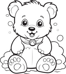 cute hand drawn bear coloring book illustration