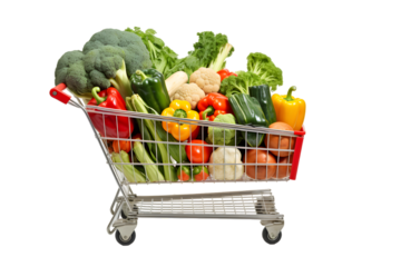Full shopping cart  isolated on  transparent background