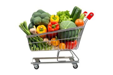 Full shopping cart  isolated on  transparent background