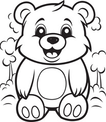 Obraz premium cute hand drawn bear coloring book illustration
