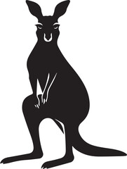 Kangaroo black silhouette on white background