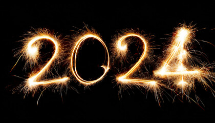 Number 2024 made in sparks - New Year