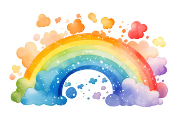 Watercolor cute Rainbow on transparent  background