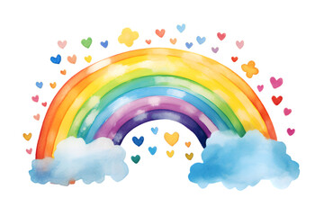 Watercolor cute Rainbow on transparent  background