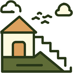 House and a set of stairs vektor icon illustation