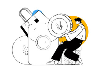 New Year red envelope promotion flat vector character concept illustration
