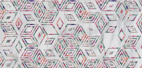 3d decorative geometric background pattern, digital graphic design,  ceramic, carpet, cover, interior.