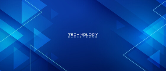 abstract blue geometric banner background with overlapping diagonal layers for technology concept. vector illustration