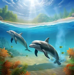  dolphins swimming in the water © Eugen