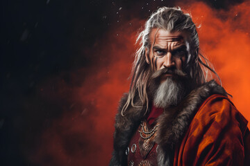 Viking Raider Portrait in Bold Minimalist Studio Aesthetic. Generative AI.