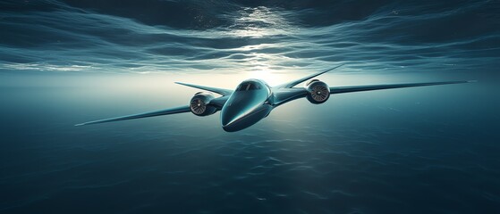 a plane flying over water - Powered by Adobe