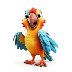 a cartoon parrot with blue and yellow feathers