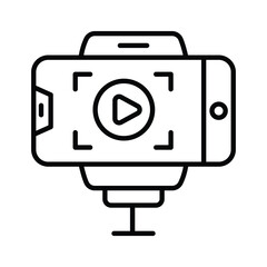 Video blog recording on mobile phone, icon of vlogging in trendy style