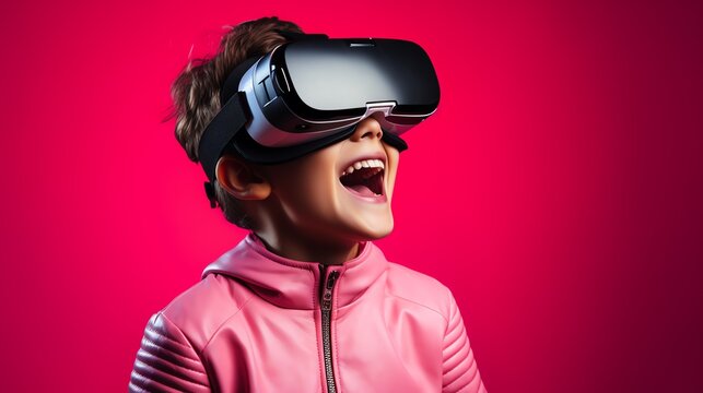 a child wearing a virtual reality goggles