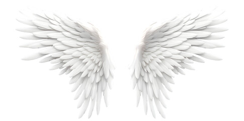 White Angel wings isolated on transparent background - obrazy, fototapety, plakaty