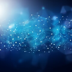 Glowing Hi-Tech Podium Neon Illuminated Tunnel Blue Background.