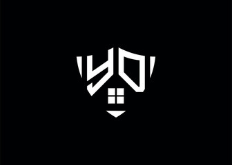 Fototapeta premium Real estate letter YD shield shape logo and house building vector template