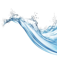 Dynamic Blue Water Wave Isolated on Transparent Background