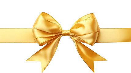 Golden ribbon and bow isolated on a transparent background.