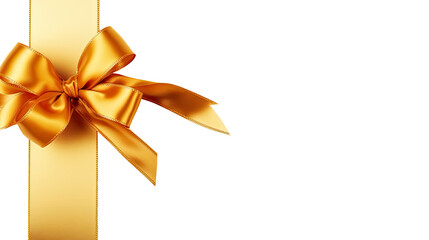 Golden ribbon and bow isolated on a transparent background.