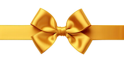 Golden ribbon and bow isolated on a transparent background.