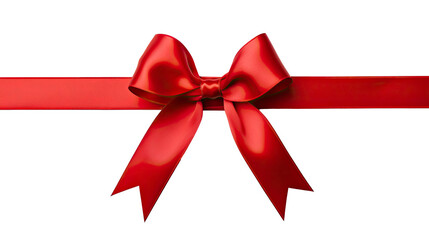 Elegant Red Bow and Ribbon Isolated on Transparent Background