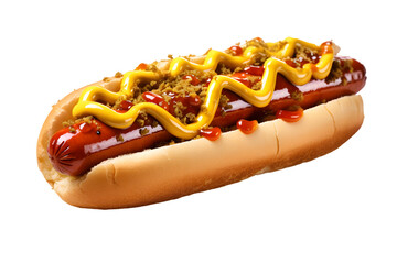 Delicious hotdog isolated on transparent background