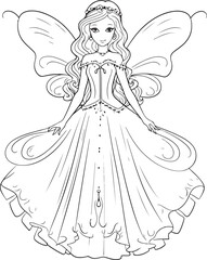 barbie fairies hand drawn coloring page isolated 
