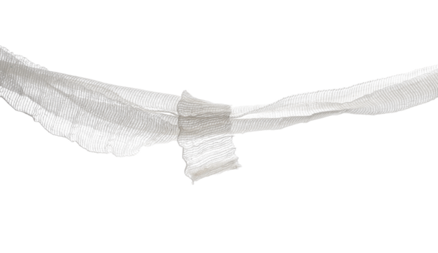 Natural medical bandage hanging, isolated on white, clipping path