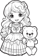 barbie fairies hand drawn coloring page isolated 
