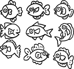 hand drawn fish for templates
