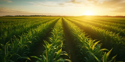 Foto op Canvas crop circle u f o in wheat field, Corn Field Silhouette Image © Saim