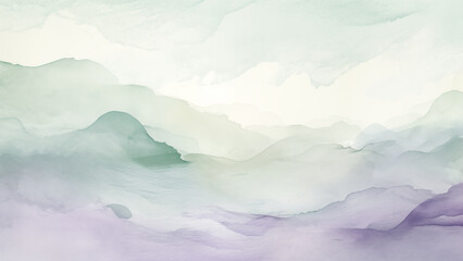 Abstract Artistry: A Sage Purple and Green Watercolor Symphony